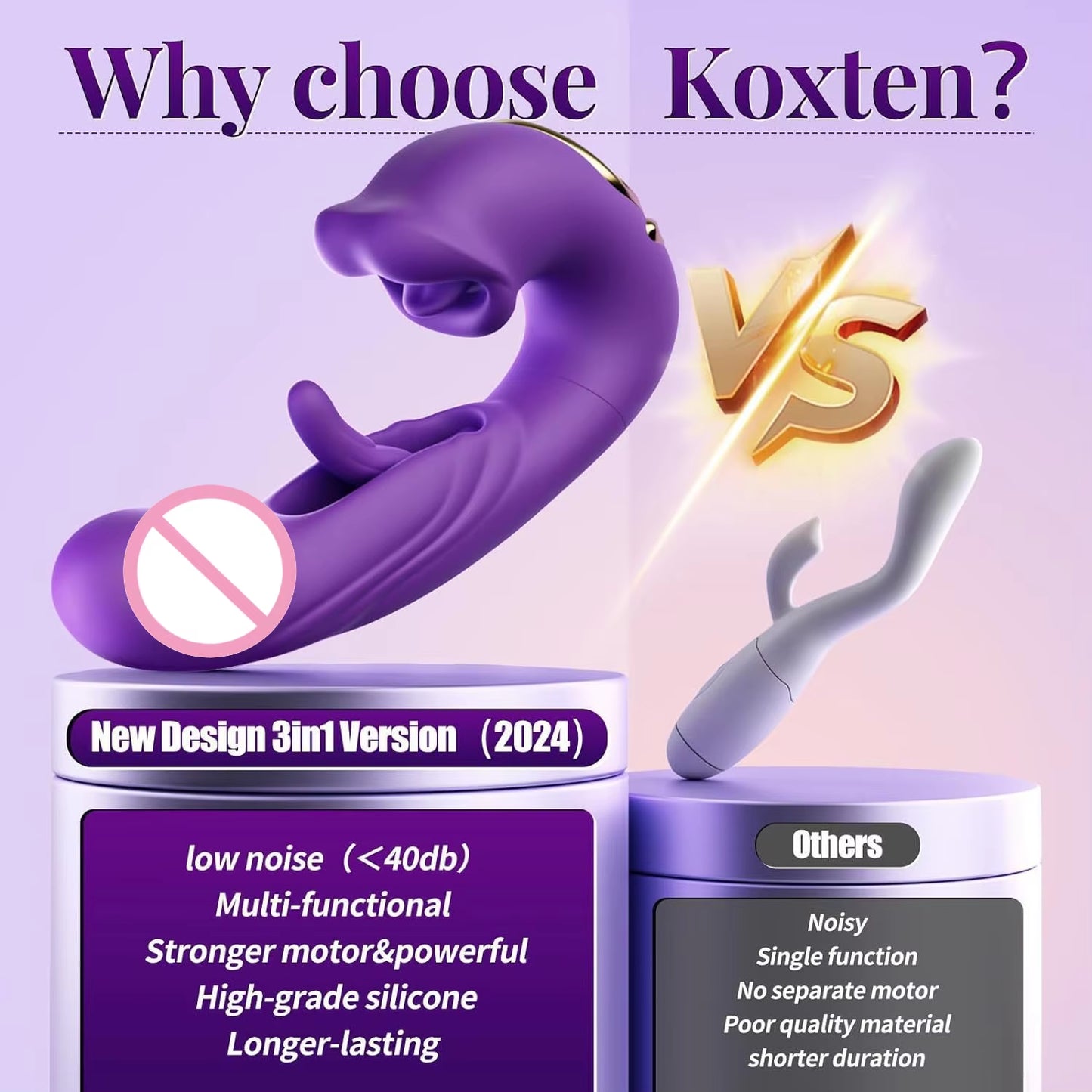 3-in-1 Telescopic Rotating Vibrator - G-Spot and Clitoral Dual Stimulator, Waterproof with Tongue Licking and Finger Flapping Features