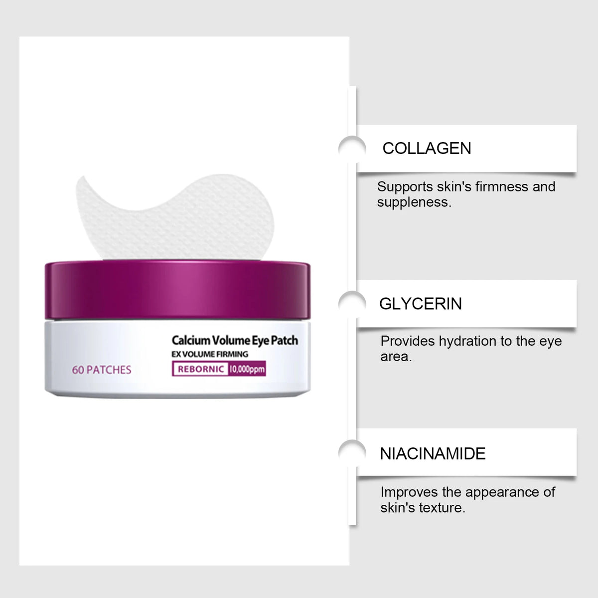 Revitalizing Calcium Skincare Set: Anti-Aging Facial Serum, Eye Patches, and Nourishing Multi Balm to Fade Fine Lines and Reduce Dark Circles