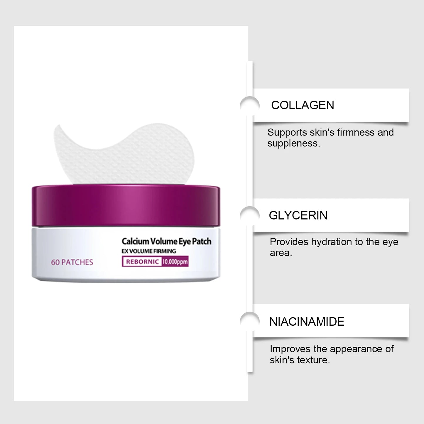 Revitalizing Calcium Skincare Set: Anti-Aging Facial Serum, Eye Patches, and Nourishing Multi Balm to Fade Fine Lines and Reduce Dark Circles