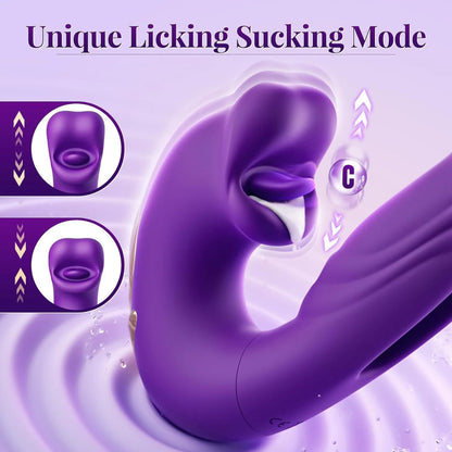 Unlock Ultimate Pleasure with the Advanced 3-in-1 Rabbit Vibrator – Experience Tongue Licking, Sucking, and Flapping Functions with 19 Modes and Whisper-Quiet Design!