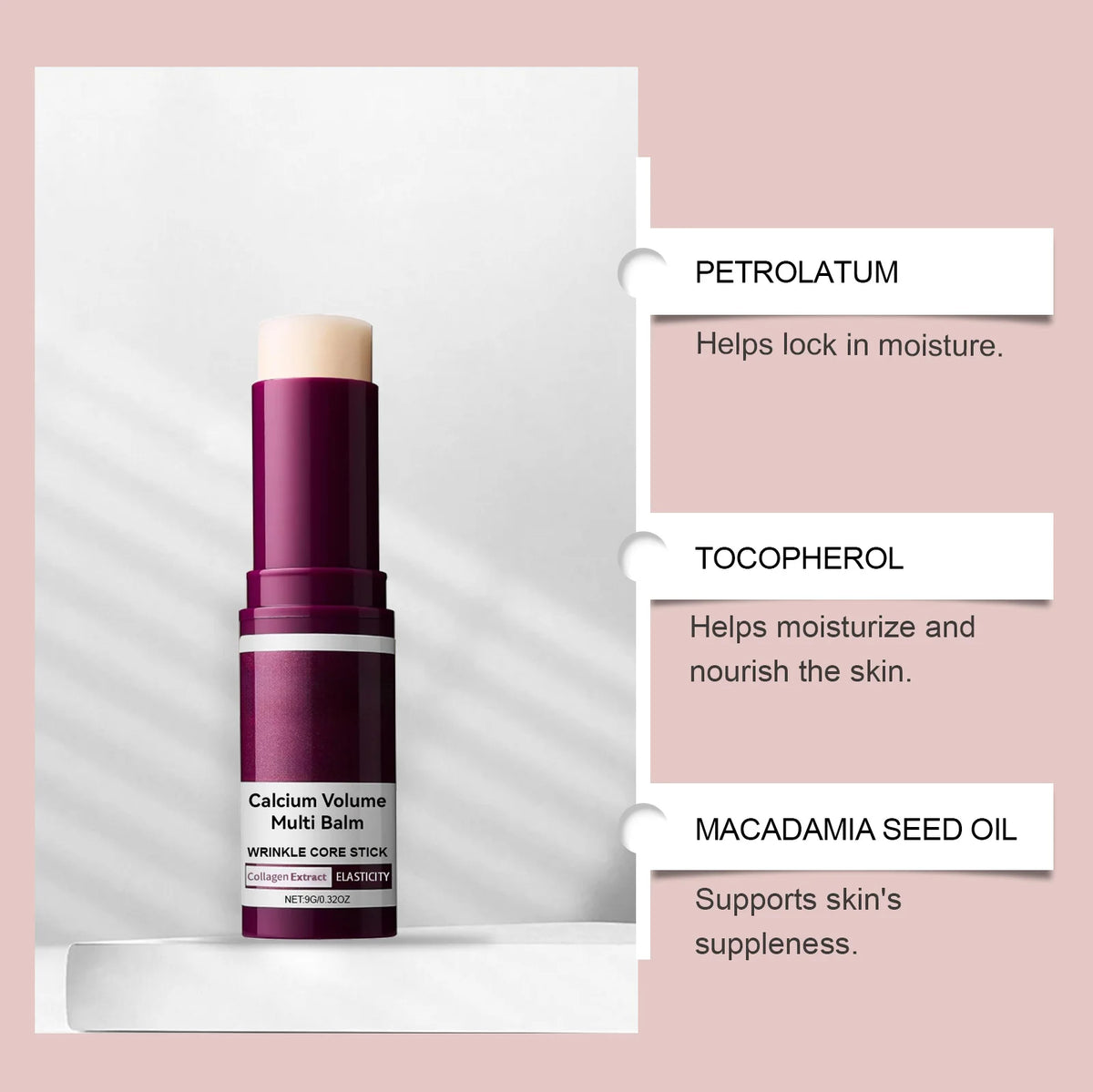 Revitalizing Calcium Skincare Set: Anti-Aging Facial Serum, Eye Patches, and Nourishing Multi Balm to Fade Fine Lines and Reduce Dark Circles