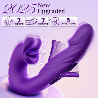 Unlock Ultimate Pleasure with the Advanced 3-in-1 Rabbit Vibrator – Experience Tongue Licking, Sucking, and Flapping Functions with 19 Modes and Whisper-Quiet Design!