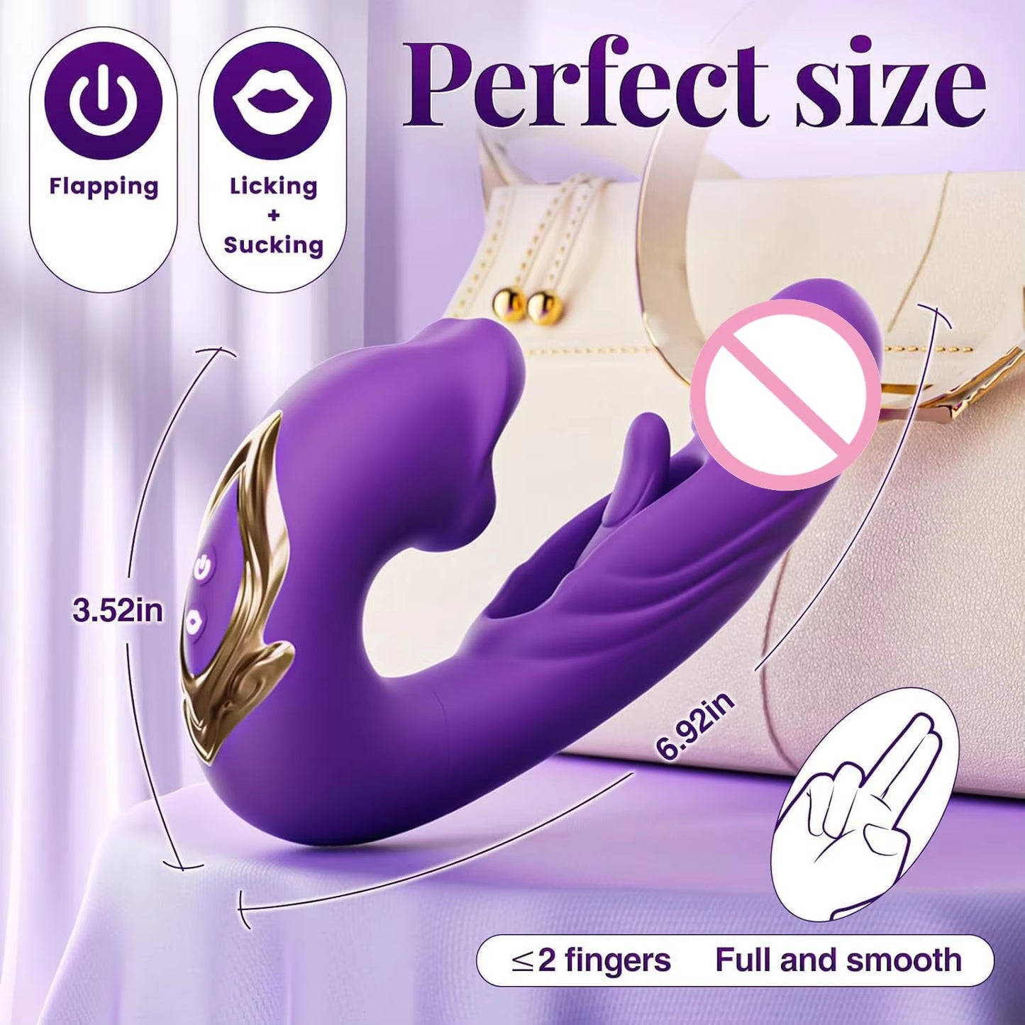 3-in-1 Telescopic Rotating Vibrator - G-Spot and Clitoral Dual Stimulator, Waterproof with Tongue Licking and Finger Flapping Features