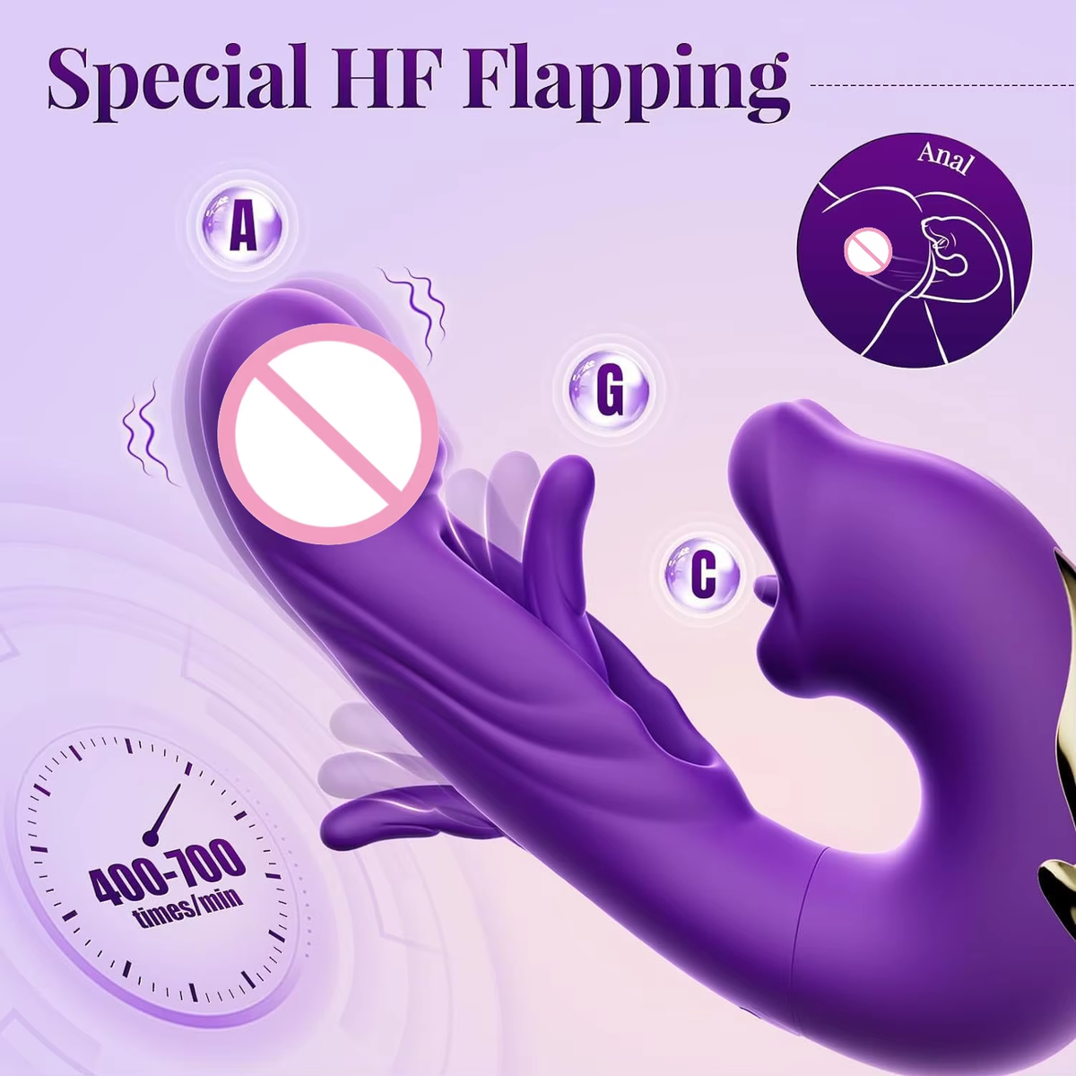 3-in-1 Telescopic Rotating Vibrator - G-Spot and Clitoral Dual Stimulator, Waterproof with Tongue Licking and Finger Flapping Features